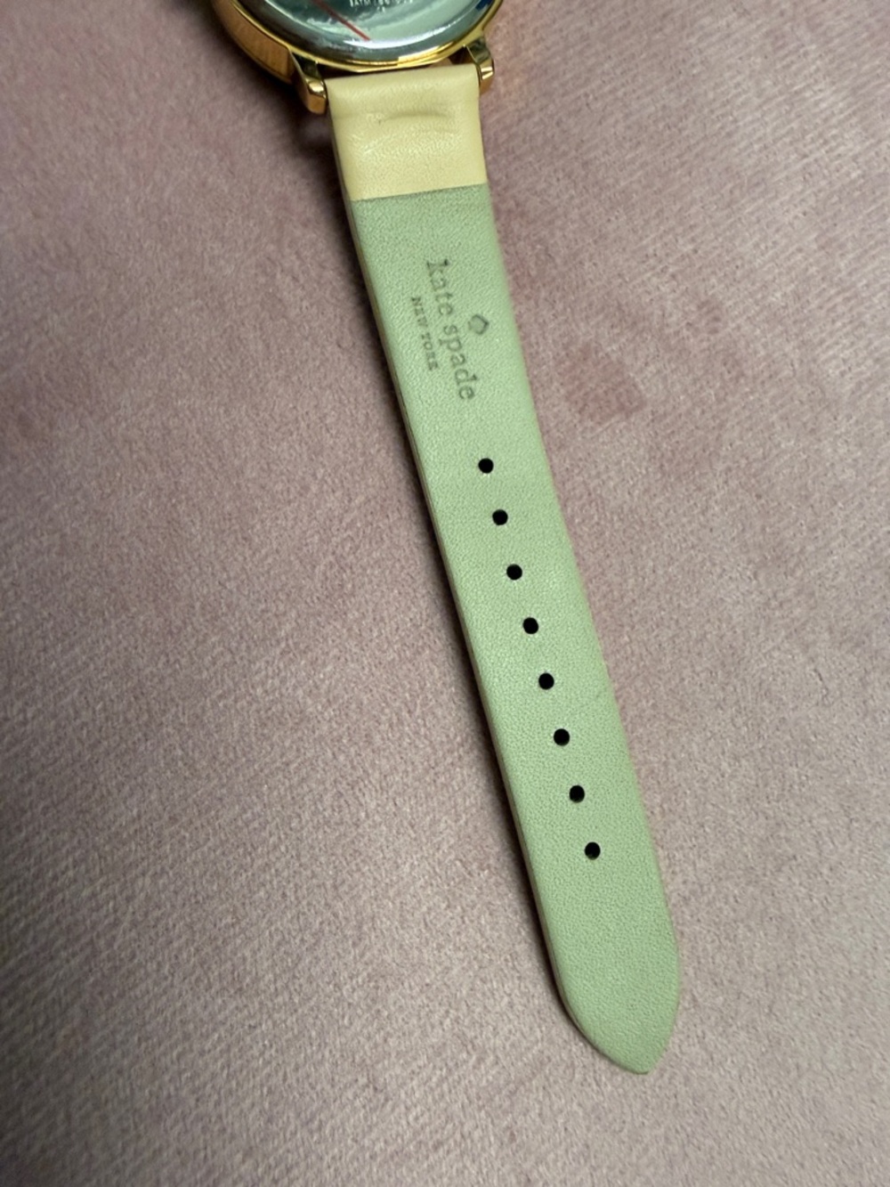 kate spade Gold-Tone Watch with White Heart Dial and Cream Strap - Picture 5 of 7